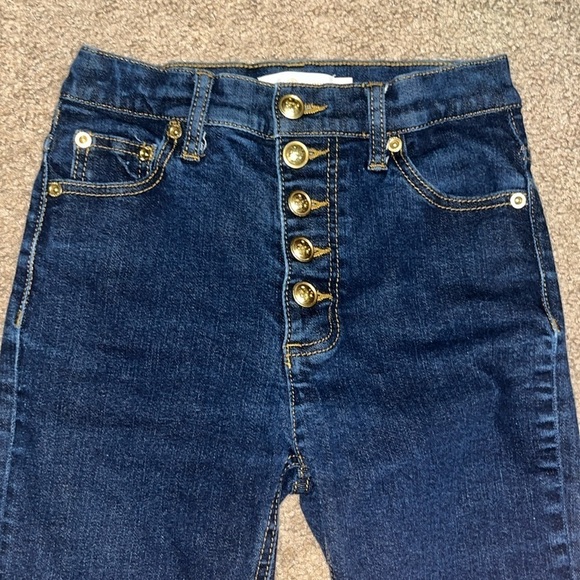 Tory Burch Button Fly High Waisted Ankle Jean Dark Wash Blue 24 - Picture 5 of 10